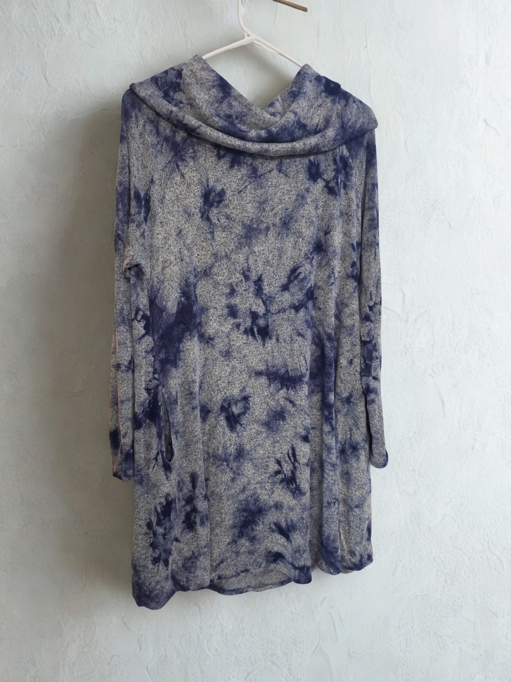 Cupio Blue Tie-Dye Cowl Neck Tunic
